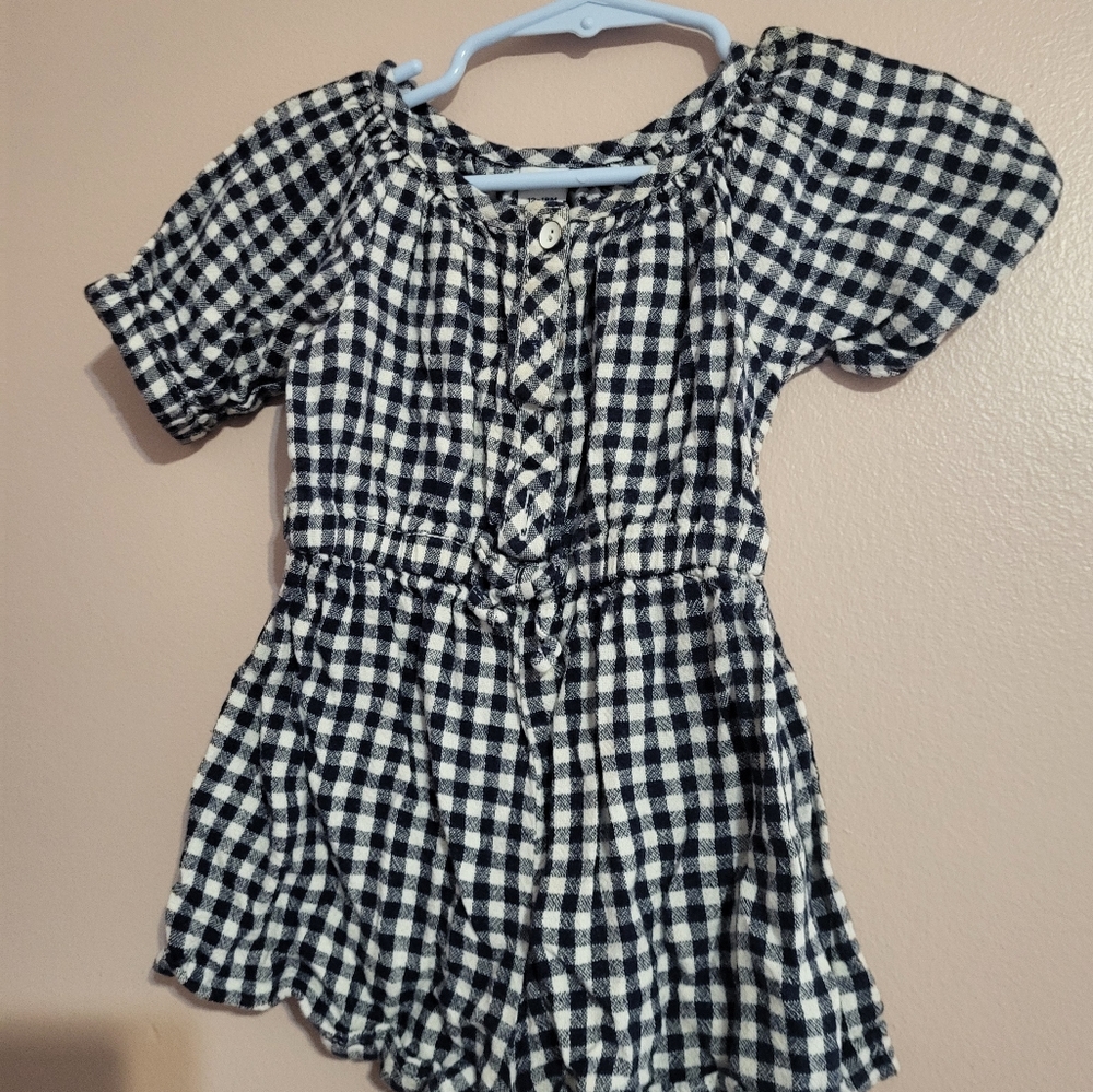 🌞 Old Navy Blue and White Checkered Romper